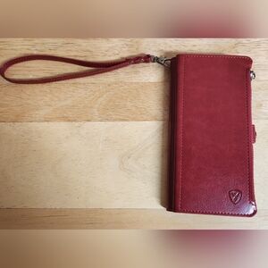 XcaseBar Wallet Case for Samsung Galaxy S25 - Red RFID protection strap cards